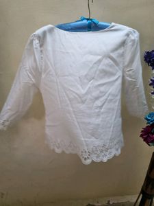 PRICE DROP!!!Pearl And beads White Top With Cutout