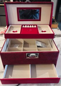Red storage box- Jewellery or Make up
