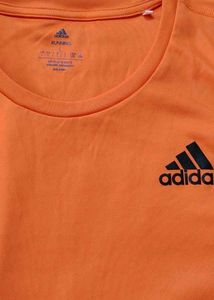 ADIDAS Men Coral Orange Self Striped Slim-Fit AERO