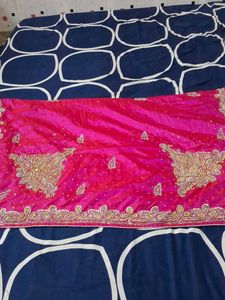 It Is Shimmer Rani Pink Double Shade Work Saree