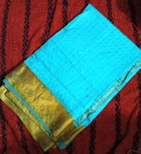 Elegant Blue & Gold Saree