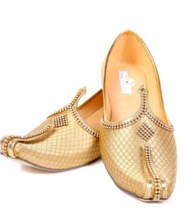 Golden Mojari Shoes - Match For Sherwani