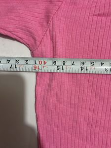 Pink Bunny Ribbed Mock Neck Top