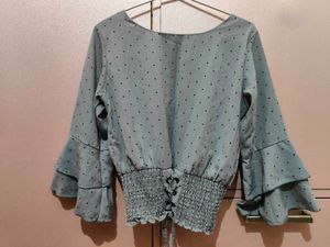 Grey Cinched Waist Top
