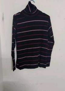 Dressberry Women Black And Pink Striped Pullover