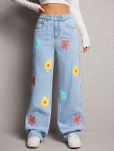 New Jeans With Flowers Print Never Worn
