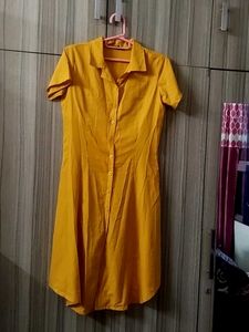 Mustard Shirt Dress with a waist belt