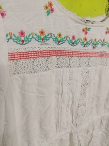 White Frock Type Kurti