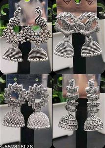 Silver Tone Jhumka Earrings