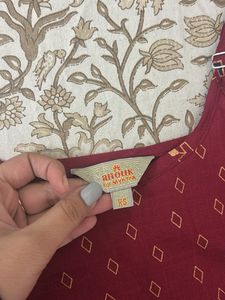Women Red kurta - Anouk | Size XS (With Freebie)