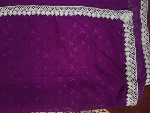 Fully Chikankari Work Saree With Lace