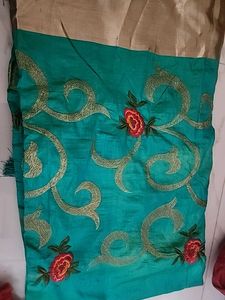 Silk Saree Green With Flowers