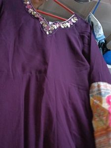 Maroon Embellished Kurta