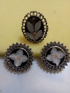 Hand Made Resin Stud With Ring