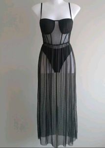 Sheer Black Corset Maxi Dress
