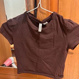 Brown Cropped T-Shirt