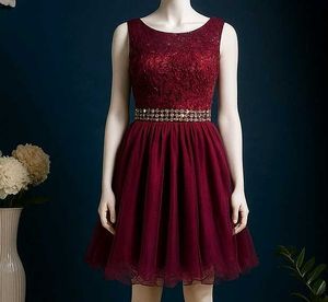 🥀❤️ Maroon Lace Fit &amp; Flare Dress