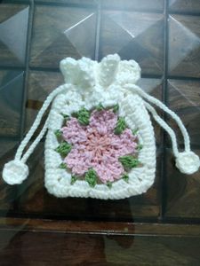 Crochet Drawstring Bag