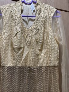 Elegant Beige Embroidered Anarkali