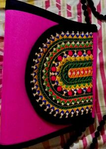 Embroidered Pink Crossbody Bag