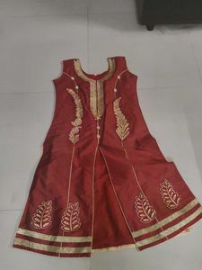 Embroidered Red Kurta sleeveless Glitter