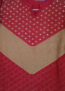 Red &amp; Tan Kurta Set