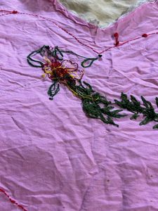 Pink Embroidered Heart Decor