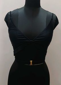 Chic Black Crisscross Bikini Top