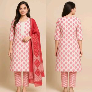 Pink Kurta Set With Dupatta