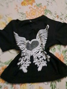 Black Y2k Printed Top