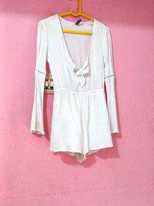 White Romper - Long Sleeve