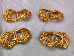 Golden Imitation Earrings Set Of 3 Pairs