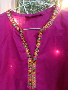 Embroidered Purple Kurta