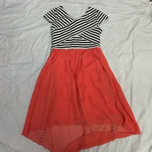 Striped & Coral Dress
