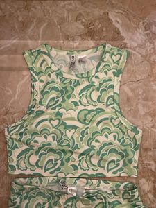 Green Patterned Two-Piece Set