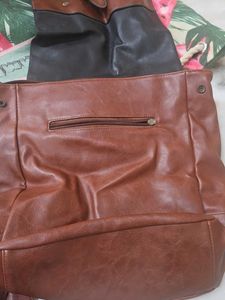Brown Faux Leather Backpack