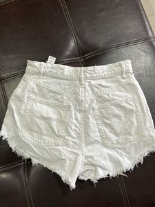 White Ripped Denim Shorts