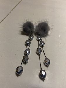 New Grey Furry Earrings