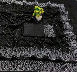 Black Embellished Saree with Blouse Piece