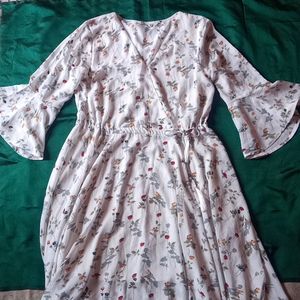 White Floral Kurta/ Dress