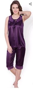 Claura Purple Satin Night Suit