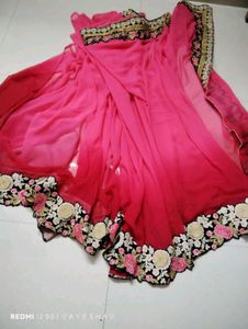Pink Embroidered Heavy Brodard Saree