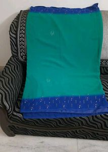 Green &amp; Blue Embellished Saree
