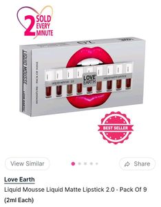 Love Earth Liquid Matte Lipstick  2.0 Pack Of 9