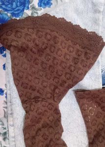 Brown Lace Long Sleeve Top