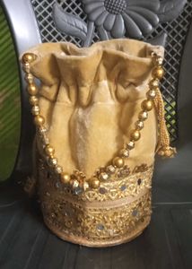 Golden Beaded Pouch