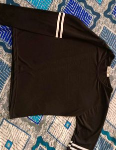 Striped full length Sleeve Black Top