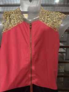 Pink Dress with Gold Lace