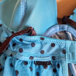La Senza Blue Polka Dot Babydoll – Size M