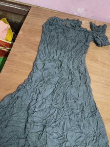 Elegant Grey Embroidered slit Gown